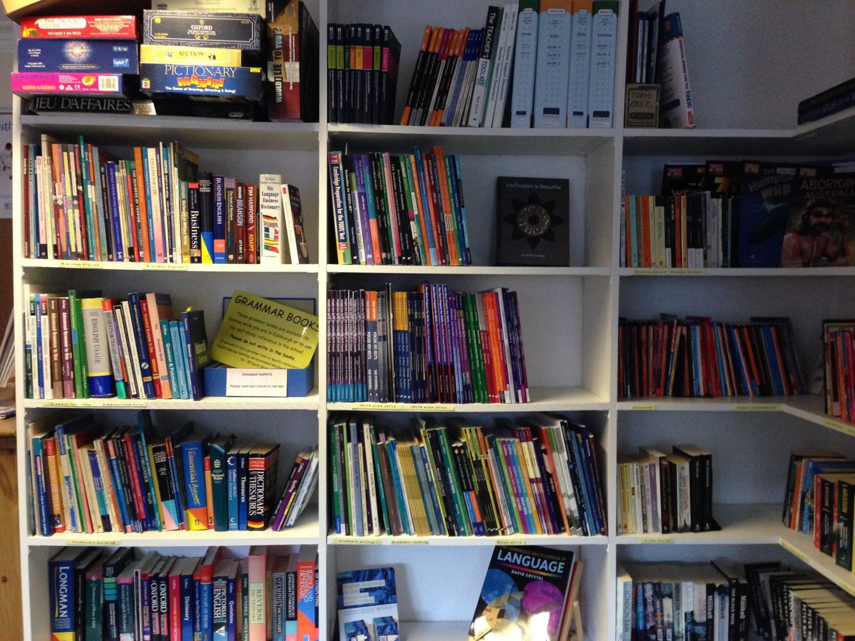 Die Sprachschule bietet den Kursteilnehmern eine große Auswahl an Lehrmaterial